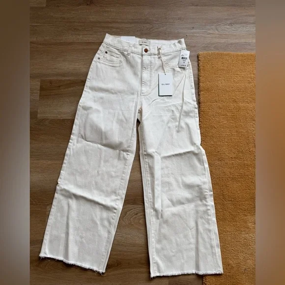 🤍NWT DL1961 Hepburn Wide Leg High Rise Vintage White Jeans